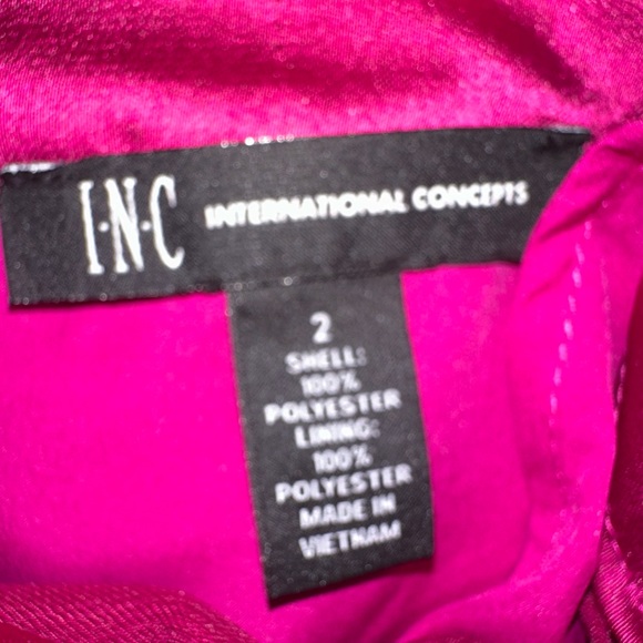 INC International Concepts Draped Neck Satin Jumpsuit Fuschia Pop size 2 - Picture 7 of 9